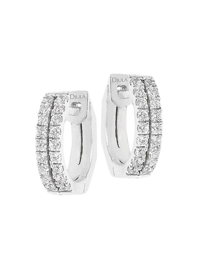 Womens Graphique 18K White Gold & Diamond Hoop Earrings Product Image