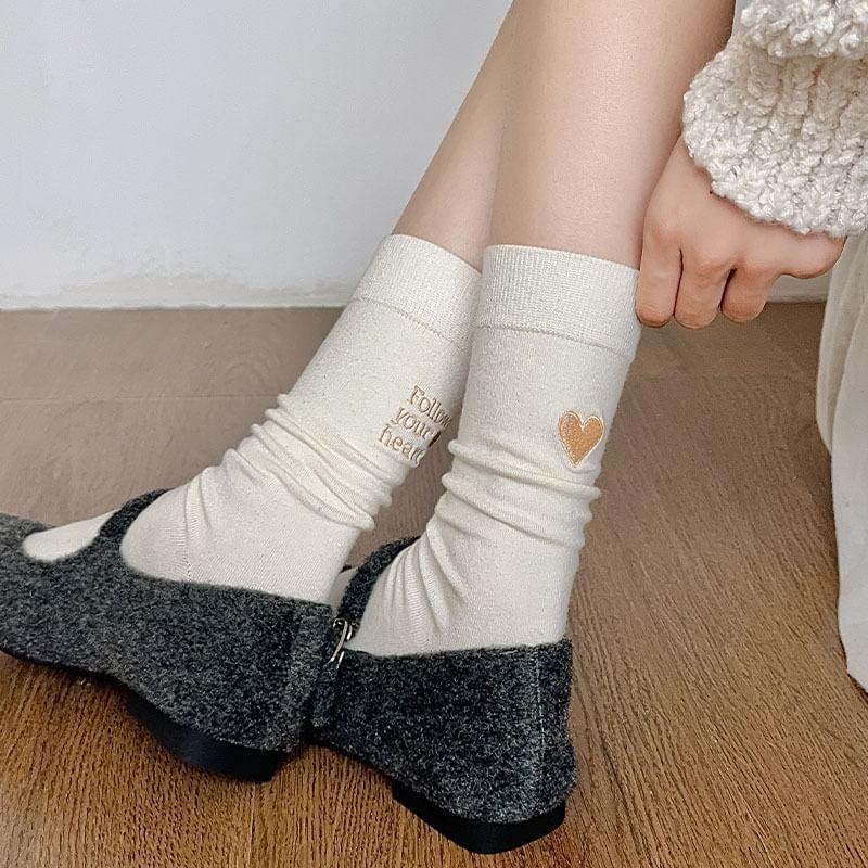 Letter Embroidered Socks Product Image