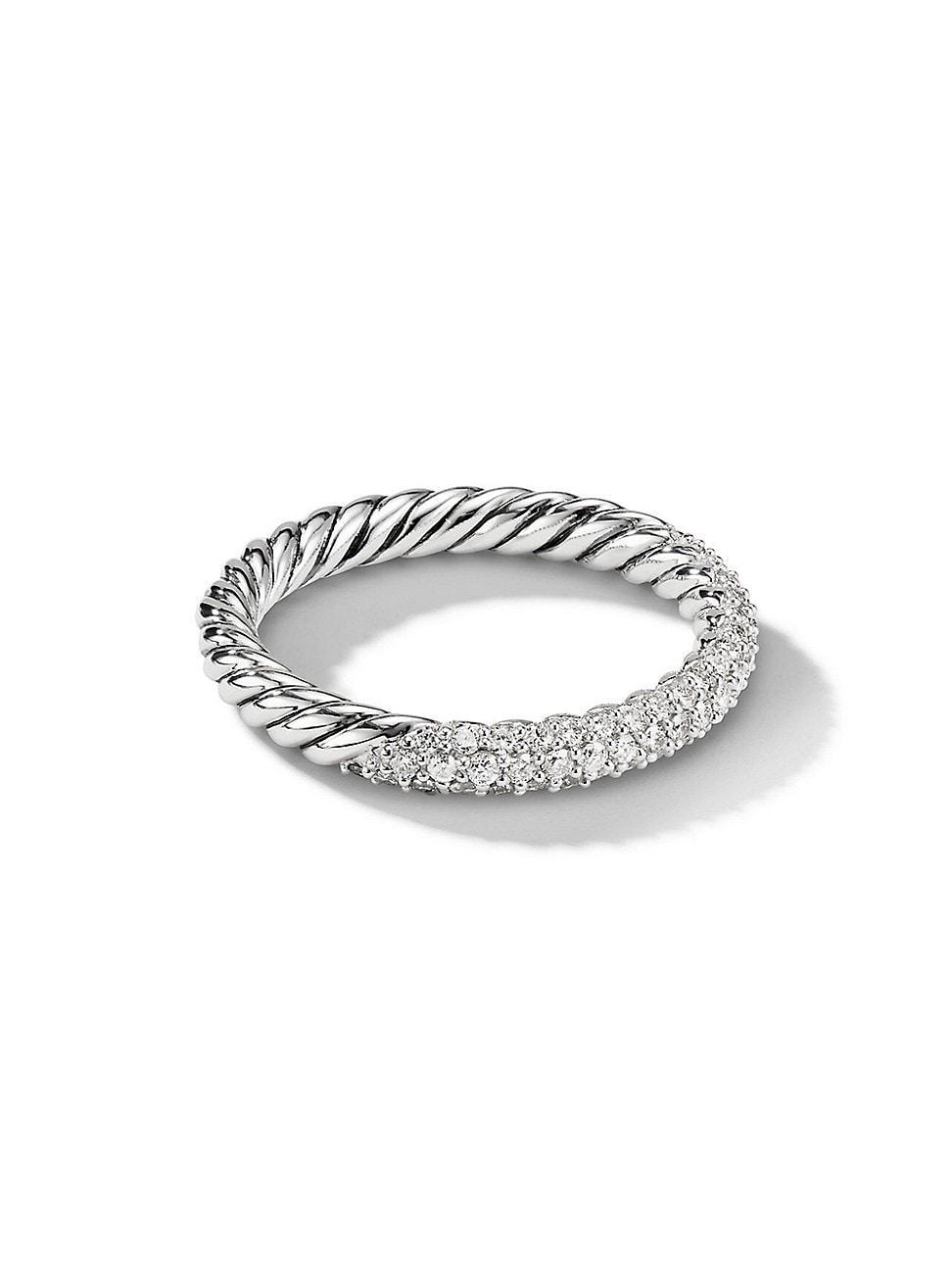 Womens Petite Pav Stack Ring with Diamonds Product Image