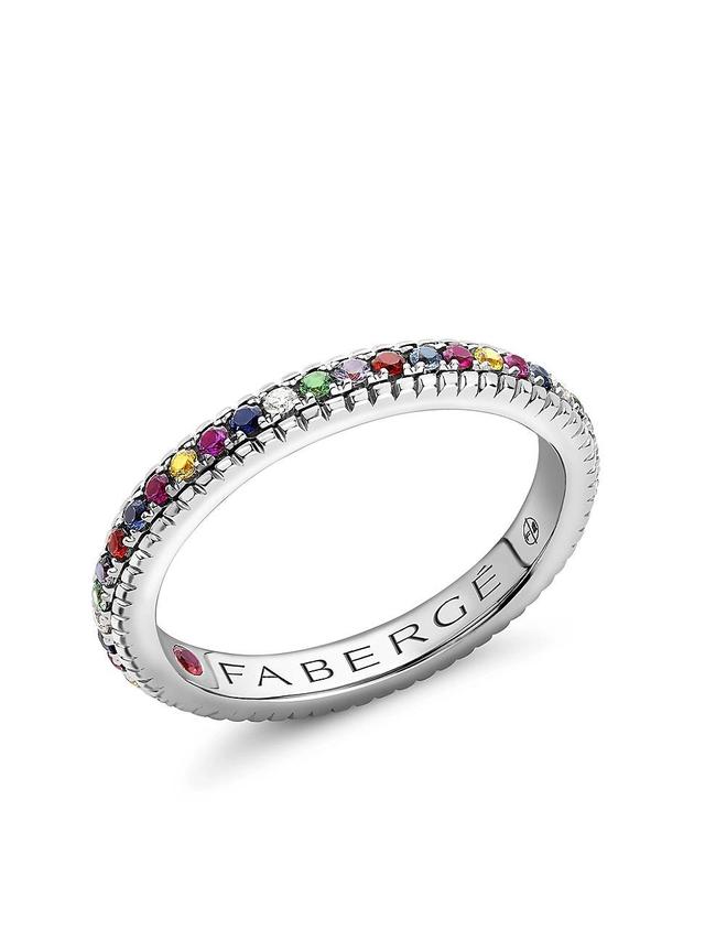 Womens Colors of Love White Gold Multicolored Gemstone Fluted Eternity Ring Product Image