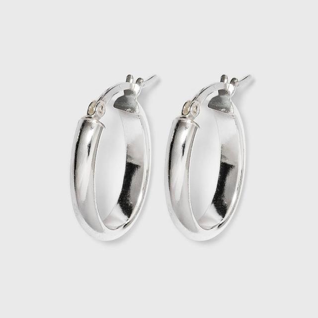 Womens Sterling Silver Hoop Earring Oval - Silver Product Image