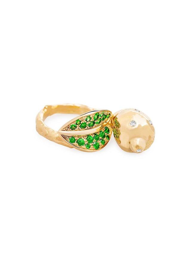 Womens Limoni Frutti 18K Yellow Gold, Tsavorite & 0.05 TCW Diamond Ring Product Image