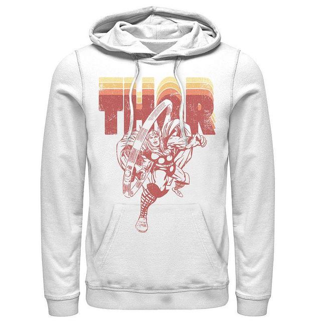 Mens Marvel Avengers Thor Retro Name Stack Portrait Hoodie White Product Image