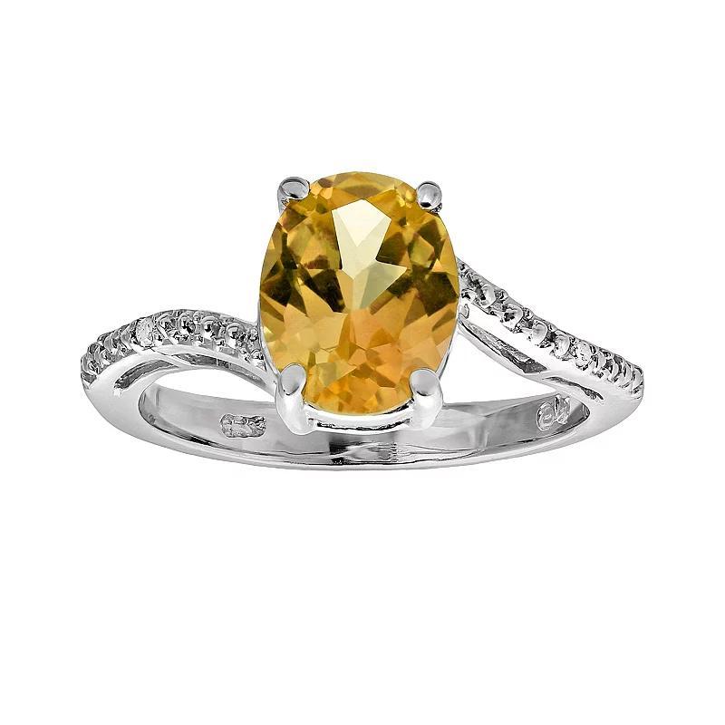 Gemminded Sterling Silver Citrine and Diamond Accent Oval Ring, Womens Orange Product Image