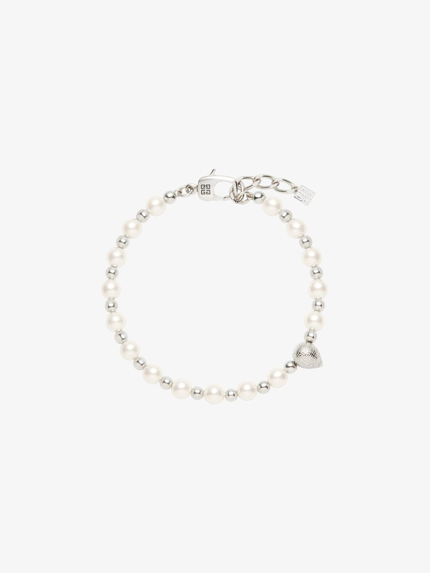 G Stud bracelet in metal with pearls Product Image