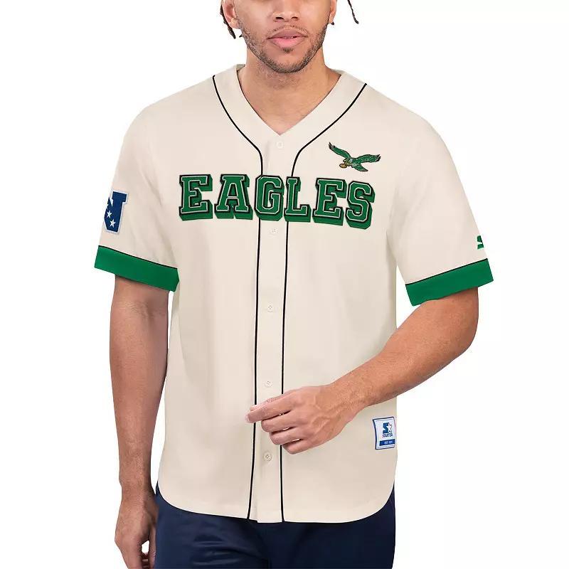 Starter Mens Cream Buffalo Bills Relay Vintage-like Full-Button Baseball Top Product Image