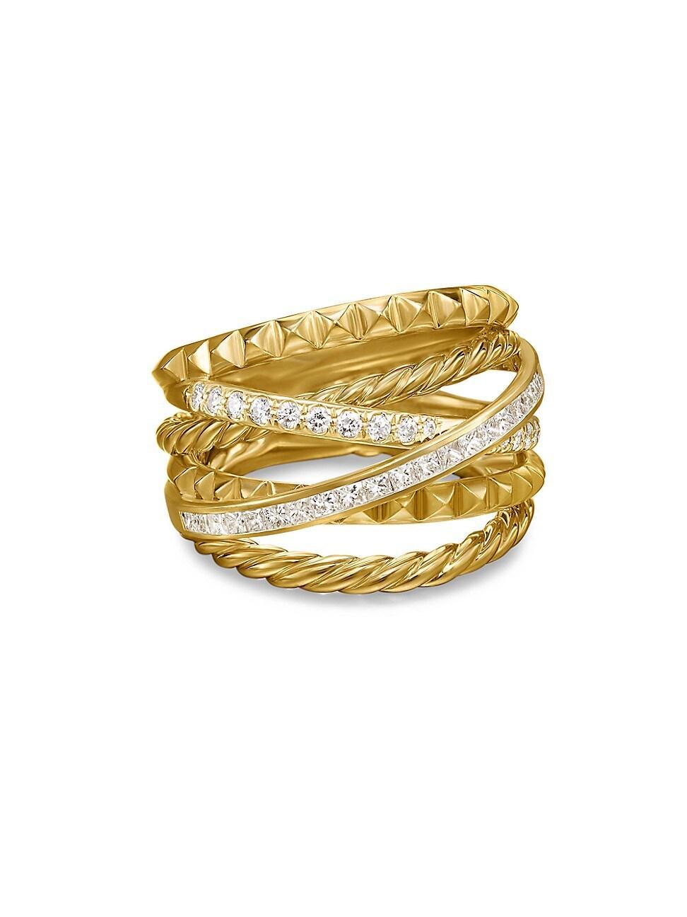 Womens Crossover Trio Six Row Ring in 18K Yellow Gold Product Image