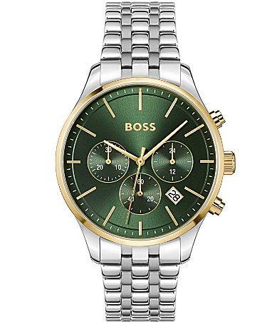 Hugo Boss Mens Avery Quartz Chronograph Green Dial Stainless Steel Bracelet Watch Product Image