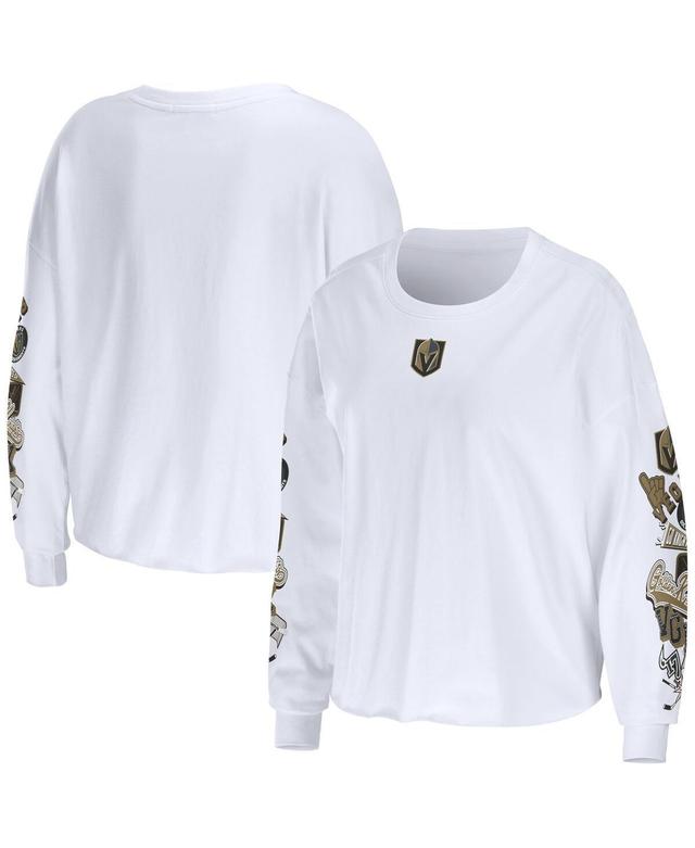 Womens Wear by Erin Andrews White Vegas Golden Knights Celebration Cropped Long Sleeve T-shirt Product Image