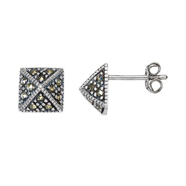 Tori Hill Marcasite Sterling Silver Pyramid Stud Earrings, Womens, Grey Product Image