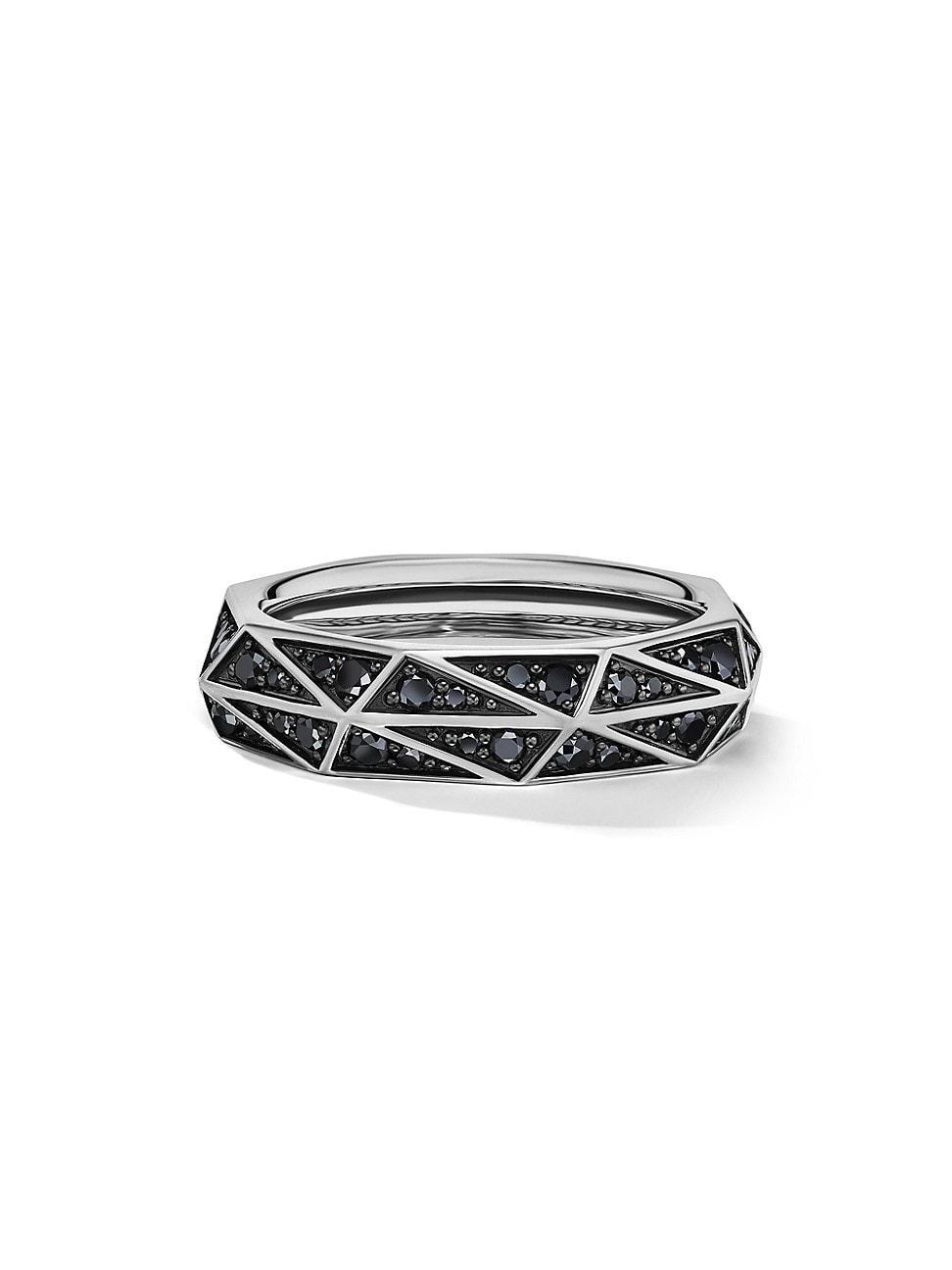 Mens Torqued Faceted Band Ring In Sterling Silver Product Image