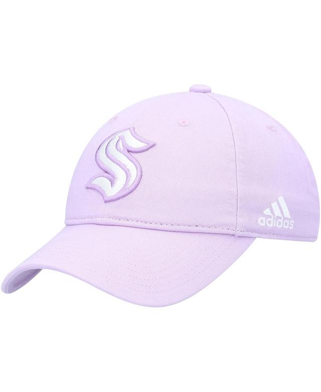 Mens adidas Purple Seattle Kraken 2022 Hockey Fights Cancer Slouch Adjustable Hat Product Image