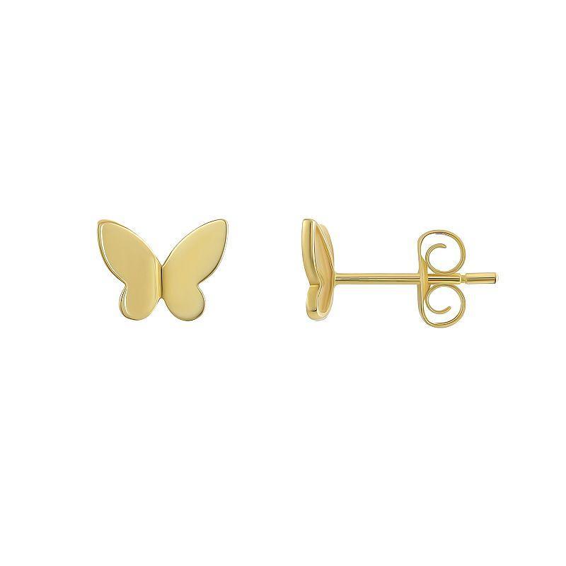 Forever 14K 14k Gold Concave Polished Butterfly Stud Earrings, Womens Product Image