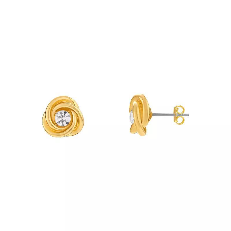 14k Gold-Plated Crystal Love Knot Stud Earrings, Womens Product Image