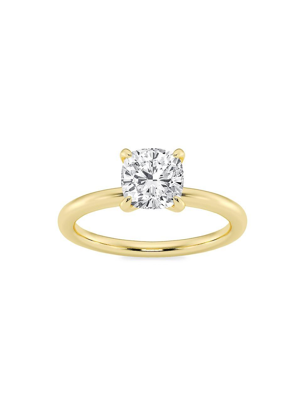 Womens 14K Yellow Gold & Cushion-Cut Lab-Grown Diamond Solitaire Ring/0.50-5.00 TCW Product Image