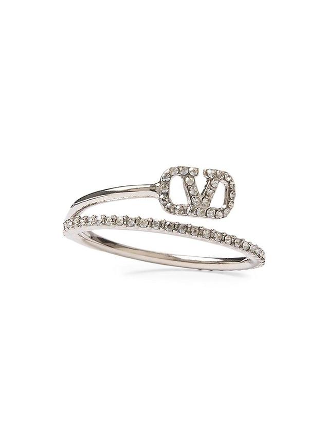 Womens VLogo Signature Metal and Swarovski Crystal Ring Product Image