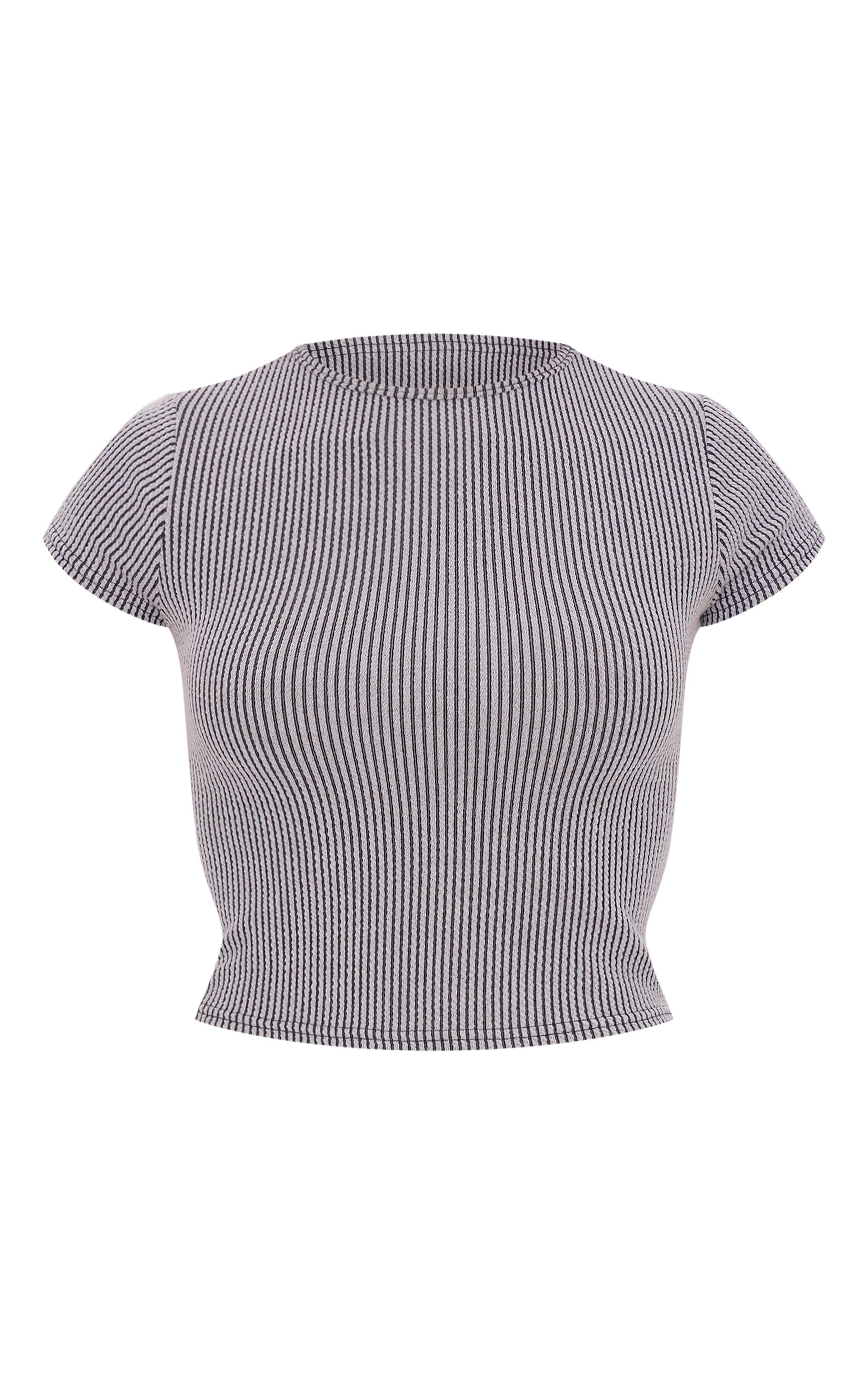 Charcoal Grey Two Tone Crinkle Rib T-shirt Product Image