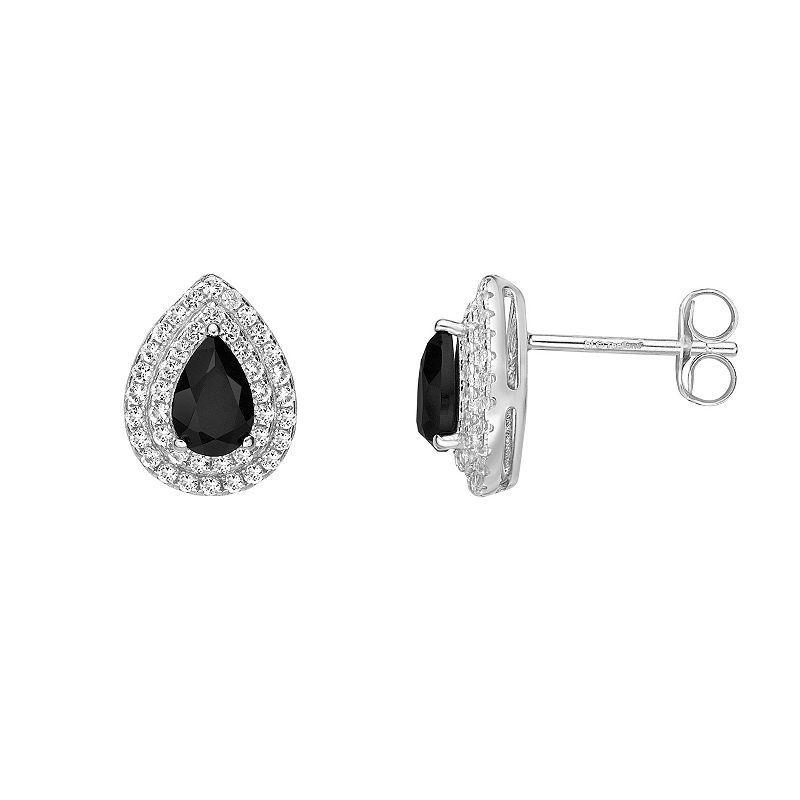 Gemminded Sterling Silver Black Onyx Pear Stud Earrings, Womens Product Image