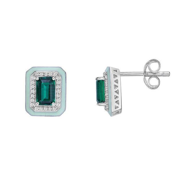 Gemminded Lab-Created Emerald and Lab-Created White Sapphire Earrings, Womens, Sterling Product Image