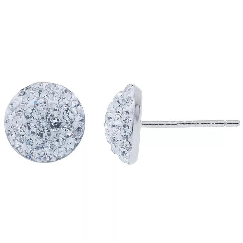 Main and Sterling Sterling Silver Crystal Half Ball Stud Earrings, Womens White Product Image