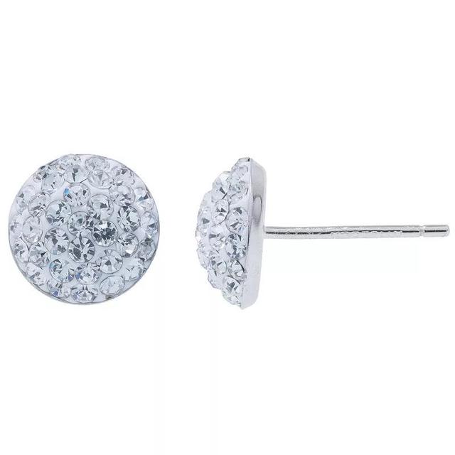 Main and Sterling Sterling Silver Crystal Half Ball Stud Earrings, Womens White Product Image