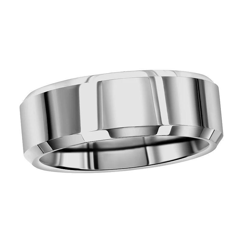 Mens Metallo Tung Polished Silver 8mm Ring Tungsten Product Image