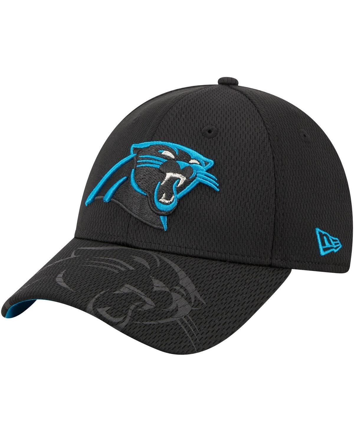 Mens New Era Black Carolina Panthers Top Visor 9FORTY Adjustable Hat Product Image