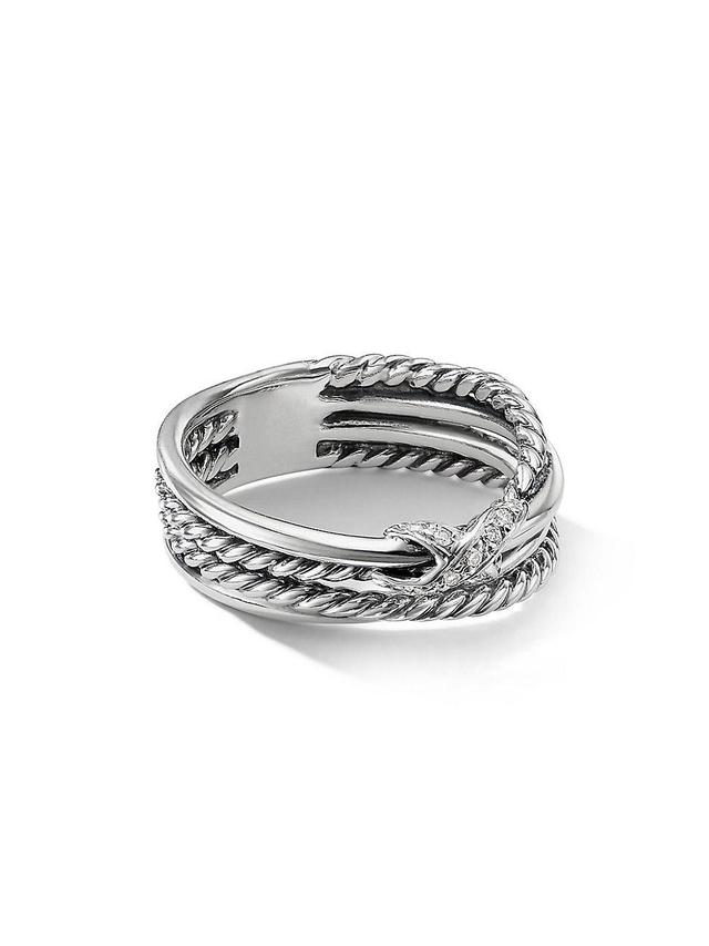 Womens X Crossover Band Ring in Sterling Silver Product Image