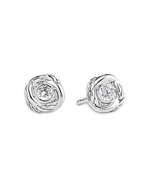 Womens Infinity Stud Earrings in 18K White Gold with Diamonds Product Image