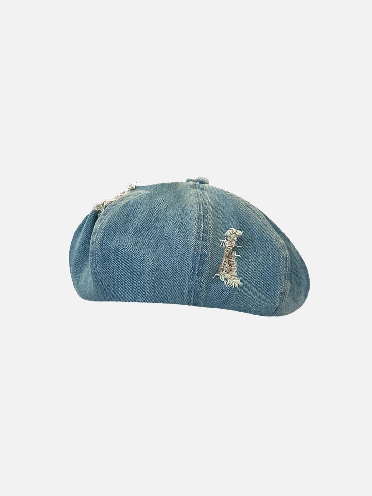 Distressed Denim Beret Product Image