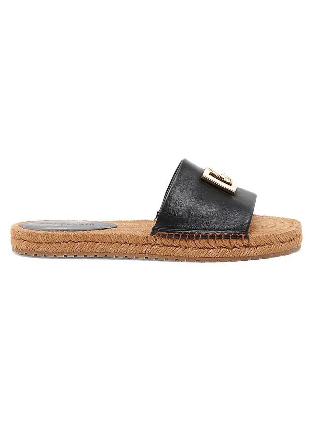 Logo Leather Flat Espadrille Sandals Product Image