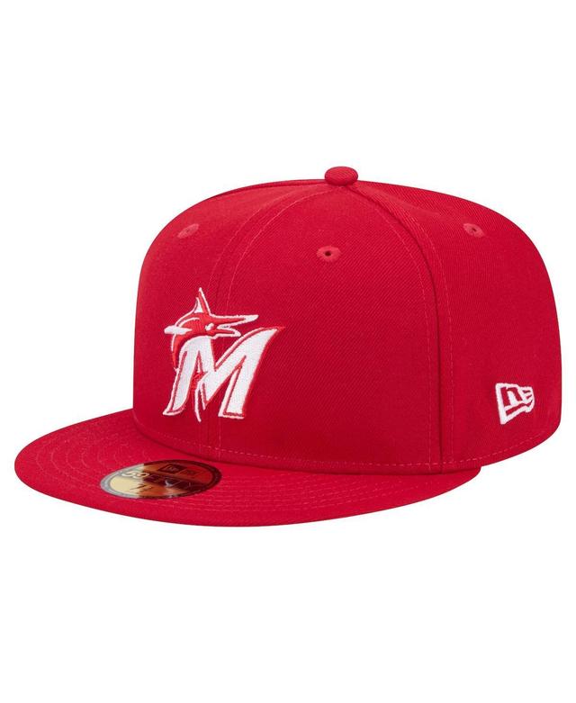 Mens New Era Miami Marlins White Logo 59FIFTY Fitted Hat Product Image