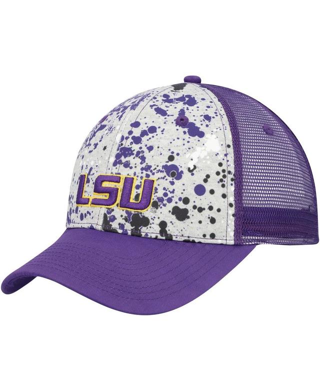 Mens Colosseum Gray/Purple LSU Tigers Love Fern Trucker Snapback Hat Product Image