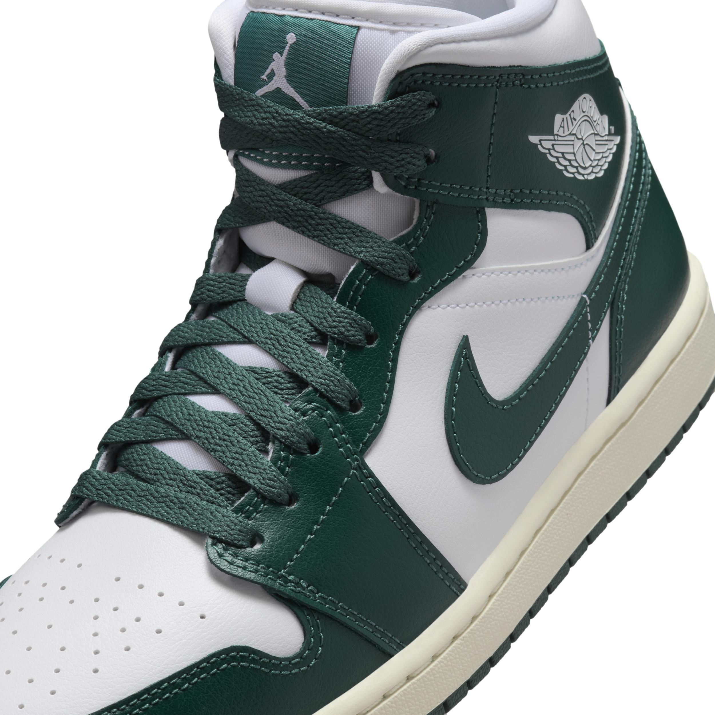 Jordan Womens AJ 1 Mid - Basketball Shoes Oxidized Green/White/Sail Product Image