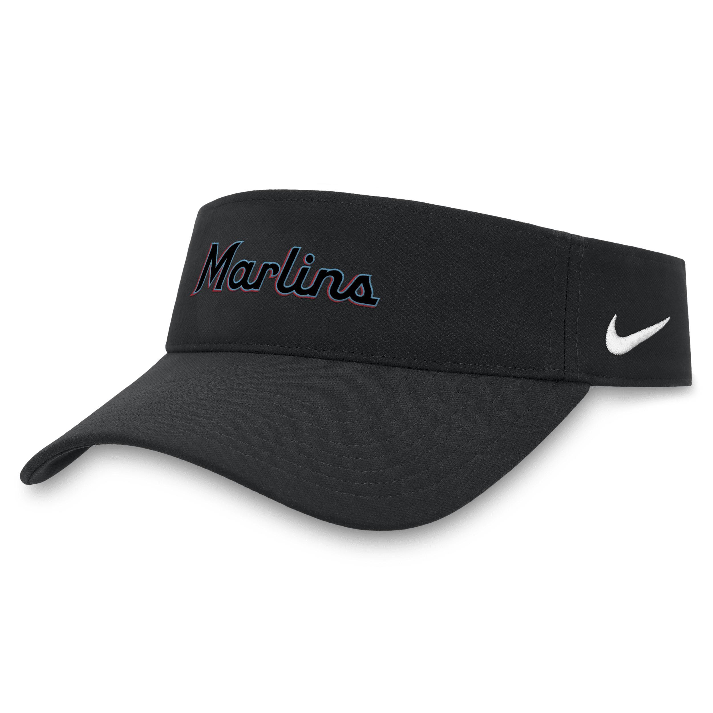 Mens Nike Black Miami Marlins Wordmark Performance Adjustable Visor Product Image