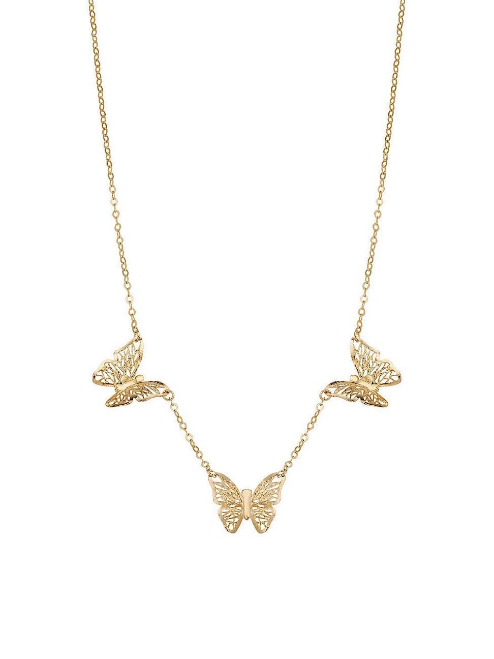 Womens 14K Yellow Gold Social Butterfly Necklace Product Image