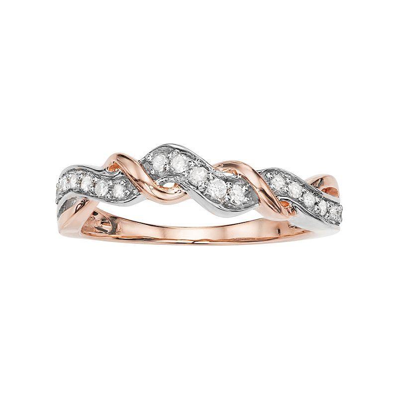 Two Tone 10k Rose Gold 1/5 Carat T.W. Diamond Ring, Womens White Product Image