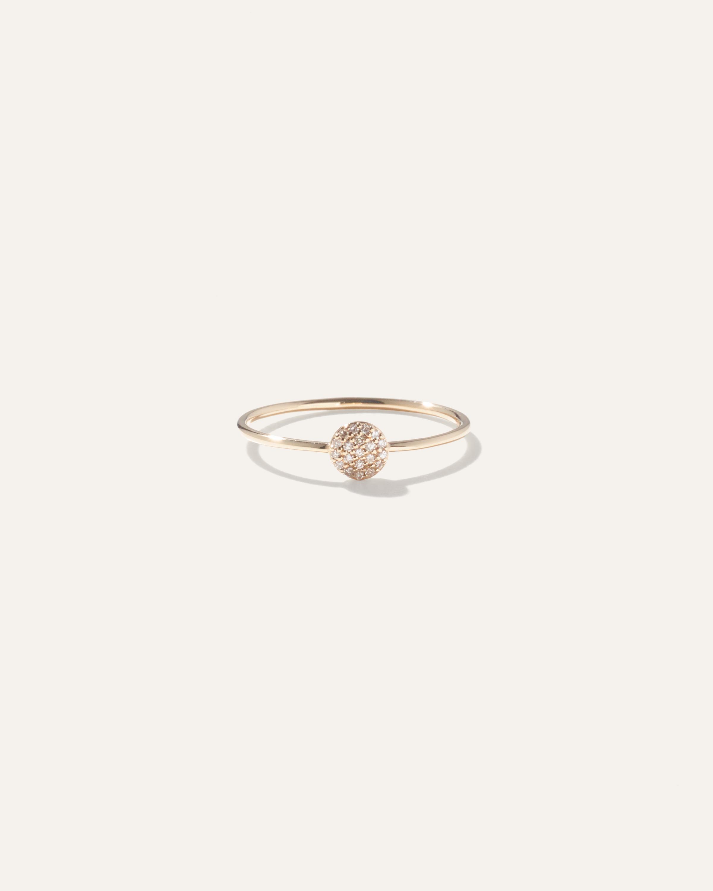 14K Gold Pave Diamond Round Disc Ring Product Image