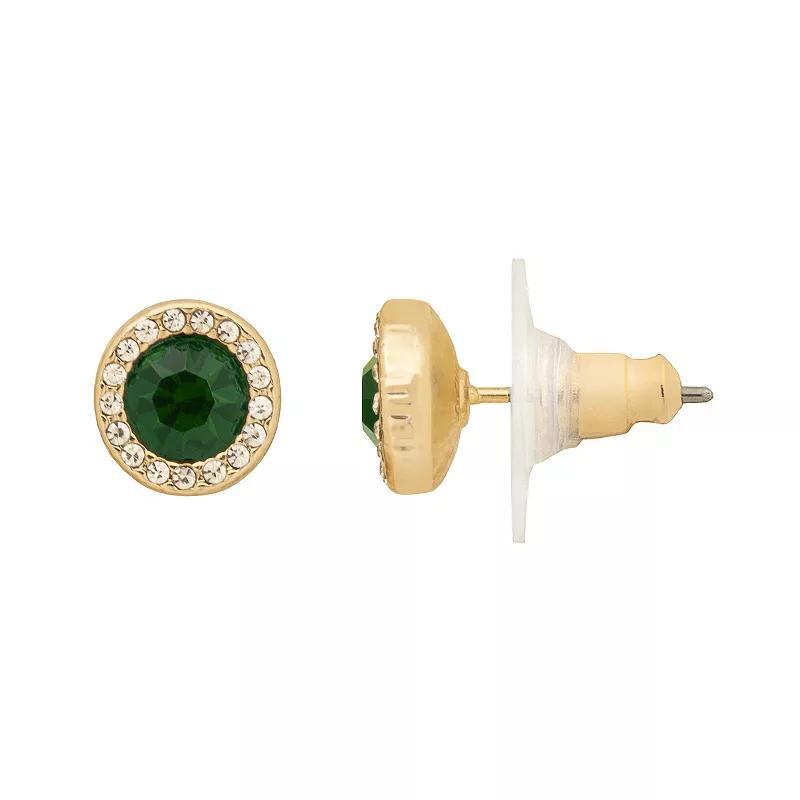 Emberly Gold Tone Halo Stud Earrings, Womens, Green Product Image