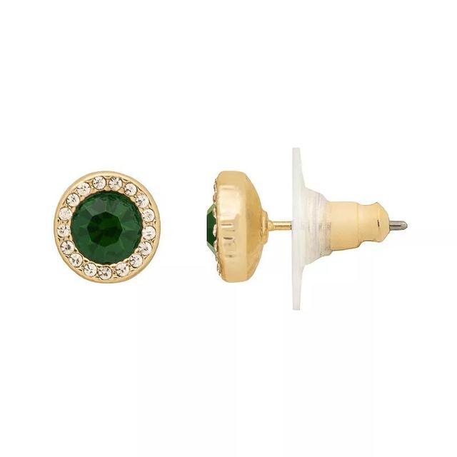 Emberly Gold Tone Halo Stud Earrings, Womens, Green Product Image