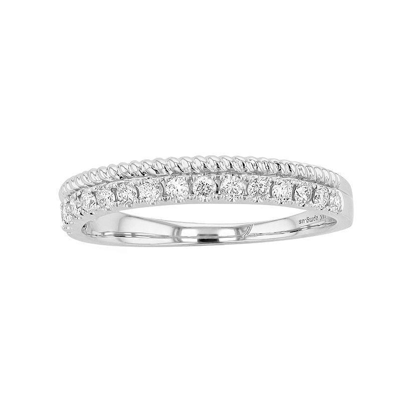 Ava Blue 14k White Gold 1/3 Carat T.W. Diamond Rope Wedding Ring, Womens 14k Whgold Product Image