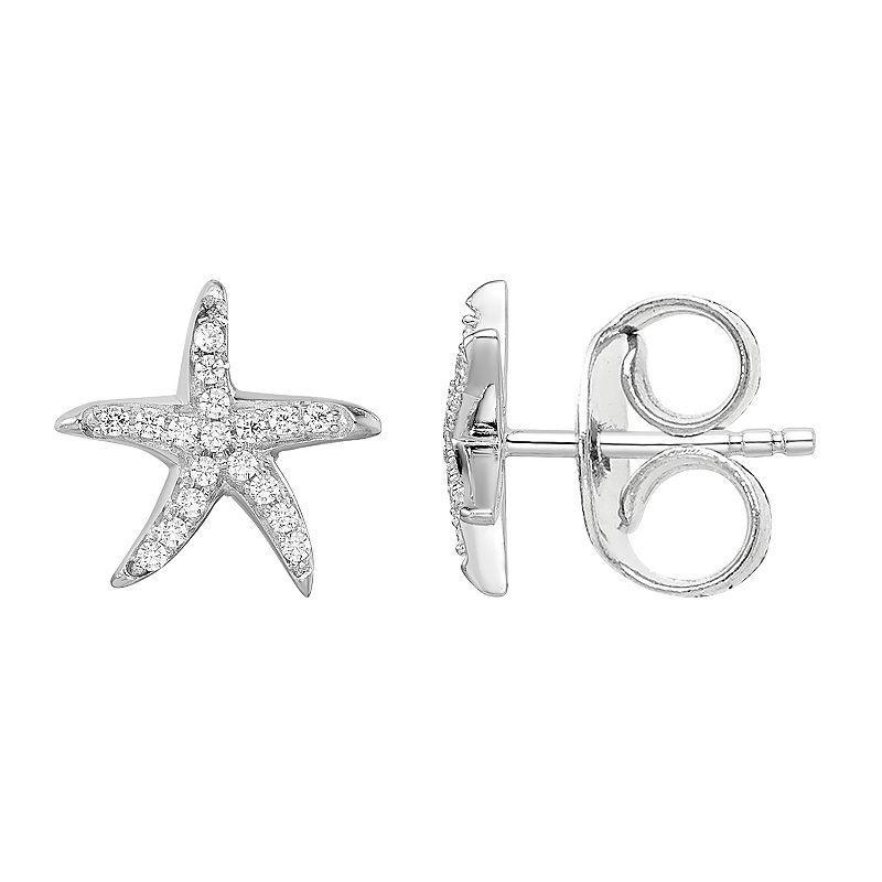 Sophie Miller Brilliant Embers Sterling Silver Cubic Zirconia Starfish Earrings, Womens Product Image