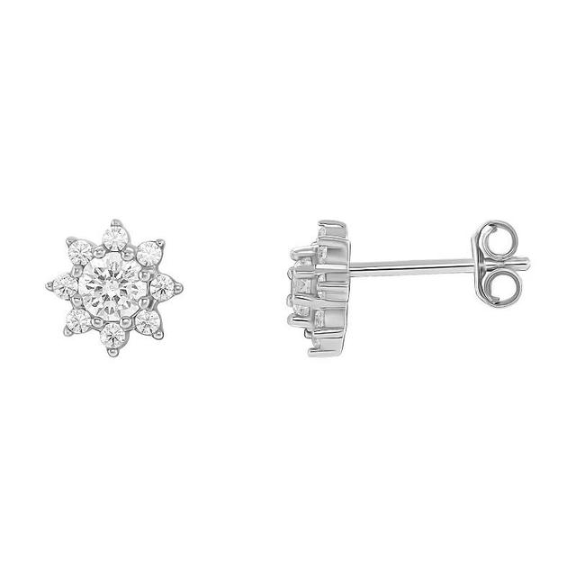 PRIMROSE Sterling Silver Cubic Zirconia Flower Stud Earrings, Womens, Silver Tone Product Image