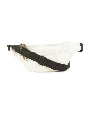 Leather Fanny Pack With 2 Front Zippers for Women Product Image