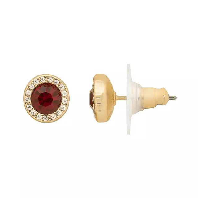 Emberly Gold Tone Halo Stud Earrings, Womens, Red Product Image