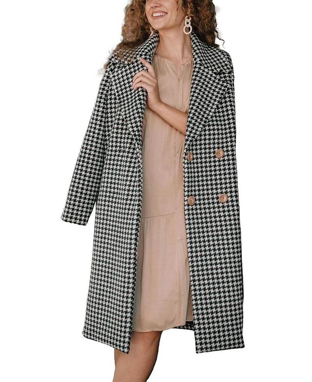 Womens Kimberly Houndstooth Wool Double-Breasted Maternity Coat Product Image