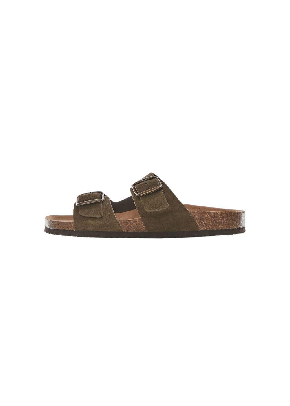 MANGO MAN - Split leather buckle sandal medium brown - 7 - Men Product Image