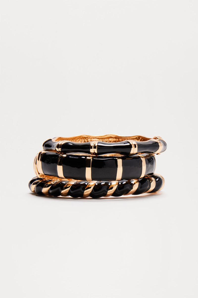 Different Vibes 3 Piece Bangle Set  - Black Product Image