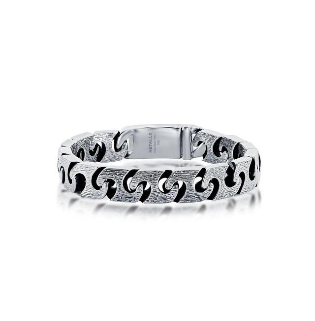 Mens Stainless Steel Textured Linked Bracelet Product Image