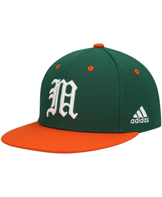 Mens adidas Green and Orange Miami Hurricanes On-Field Baseball Fitted Hat - Green Product Image